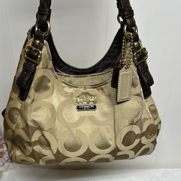 Coach Maggie Optic Khaki canvas shoulder bag Purse! - Picture 12 of 16